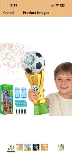 Football Trophy Bubble Wand,Soccer World Cup Bubble Machine for Kids,Light Up Bubble Maker,Bubble Blower,Outdoor Party Birthday Bubbles Toy for Toddle