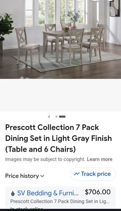 Prescott Collection 7 Pack Dining Set in Light Gray Finish (Table and 6 Chairs)