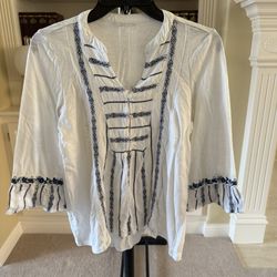 J.Jill Ruffled Sleeve Mixed Media Top XS