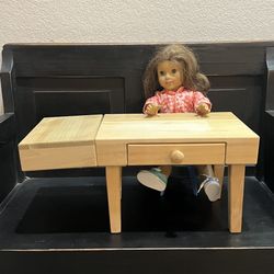 Handmade Wooden Doll Desk w/ Drawer & Side Extension For 18" American Girl Dolls