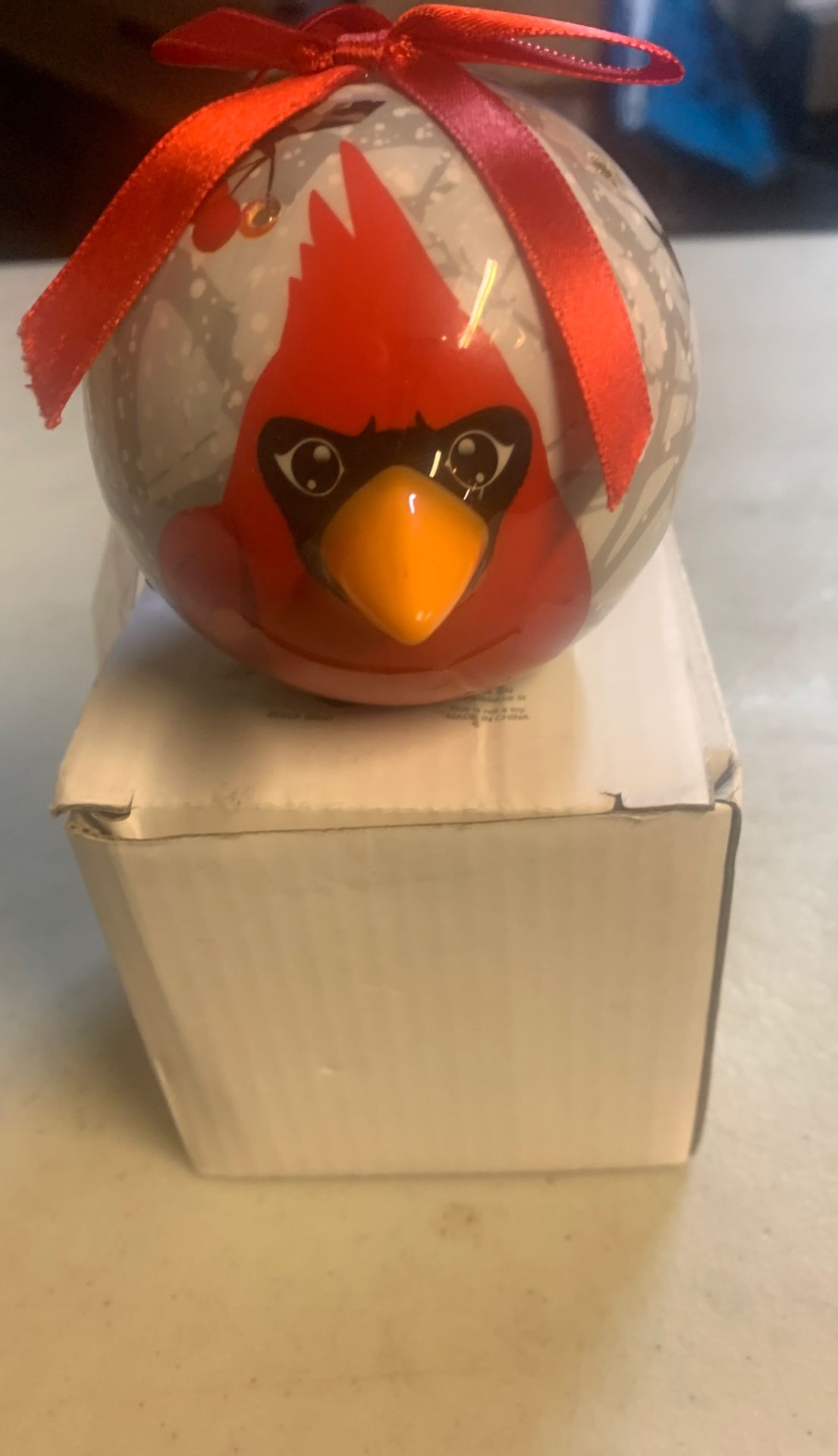 Blinking Cardinal Christmas Ornament Plastic And Comes With 3 Batteries