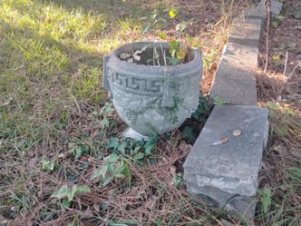 2 Greek key grape vintage planters