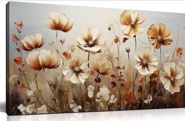 Flower Wall Art for Living Room, Size 40 x 20 Inches