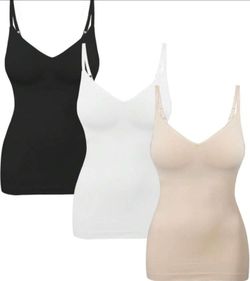 Womens Tummy Control Shapewear Tank Tops Seamless V-Neck Compression Tank Tops Adjustable Shoulder Straps Body Shaper Camisole