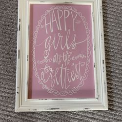 Pink and White Decorative Framed Wall Art