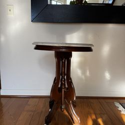 Antique Walnut Marble Oval Table Top