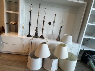 Lot of 6 Table Lamp Bases with Shades