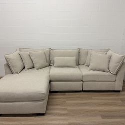 The Dawson 3-Piece Sectional Sofa with Chaise Lounge (Ivory) — Delivery Available!