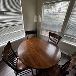 Dining Room Circular Wooden Table + 4 Chairs