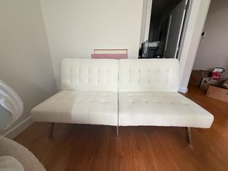 White Tufted Futon Sofa / Bed
