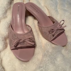 Madden Girl Mauve Lace Bow Mules 