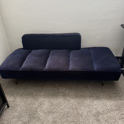NAVY BLUE VELVET SLEEPER COUCH / FUTON