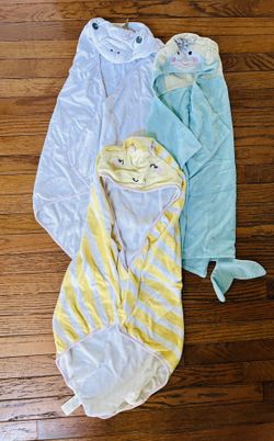 3 Pack: Assorted Girl’s Infant Cloud Island Hooded Towels; Designs Include: Mermaid, Unicorn, & Bee