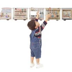 JOYMOR Set of 5 Wooden Train Wall Panels Busy Board Activity Sensory for Kids Toddler Montessori - New in Box