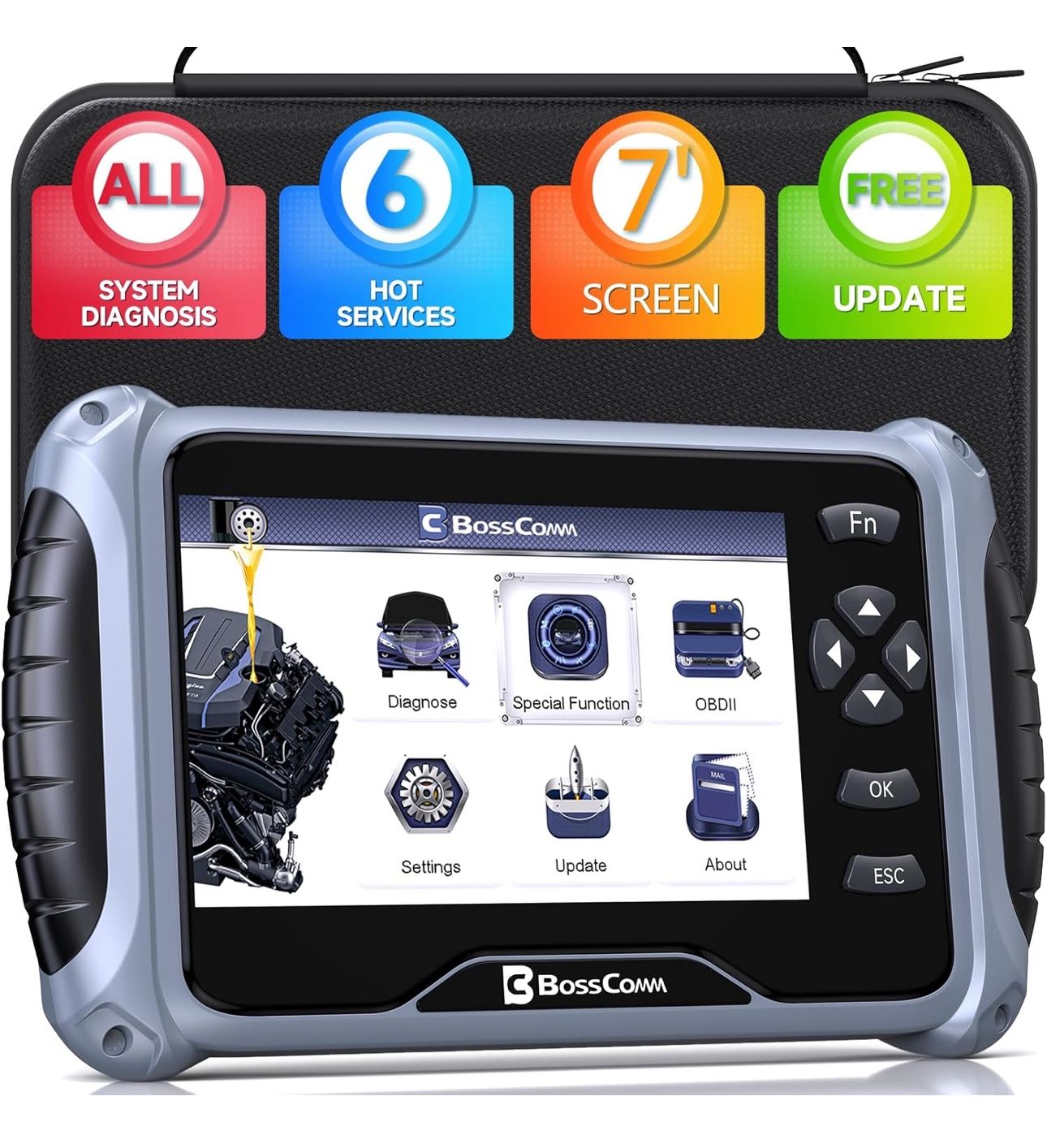 IF745 All System OBD2 Scanner Diagnostic Tool with 6 Service Resets, ABS Bleeding/EPB/SAS/BMS/Oil Reset/Throttle Relearn Scan Tool, Car Scanner Diagns