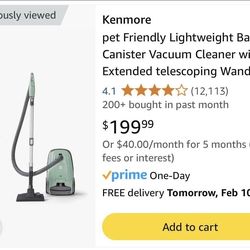 New Kenmore Vacuum Cleaner $200 original price