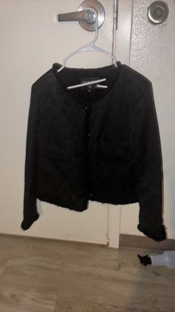 Chanel CHANEL Color Jacket, Cocon Mark Buttons, Embossed Pattern, Wool Silk Jacket, Women's,