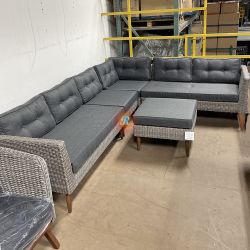 7-Seater L-Shaped Outdoor Patio Furniture Sectional Set