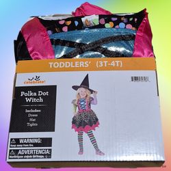 Way to Celebrate Polka Dot Witch Toddler Costume 3T-4T