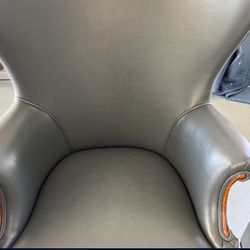 Set Of 2 Original Wingback Office Chairs W/ Brand New Leather Upholstery 