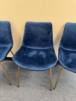 Set of 4 Blue Velvet Dining Chairs