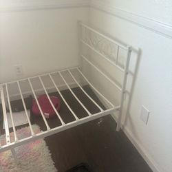 White Metal Girls Twin Bed Frame