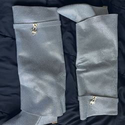 Sparkly Silver Shark Boots Size 9