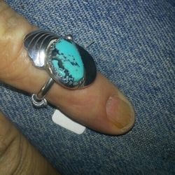 Turquoise Ring Sign Sterling silver Size 7