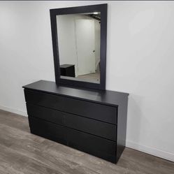 NEW BLACK DRESSER WHIT MIRROR - NUEVA CÓMODA CON ESPEJO COLOR NEGRO 
