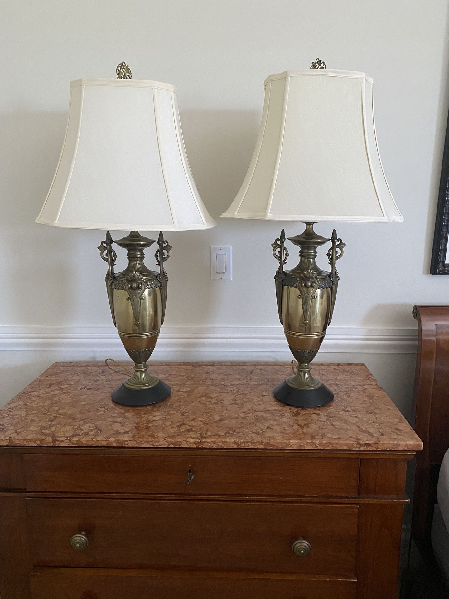 Antique Bronze And Marble Lamps