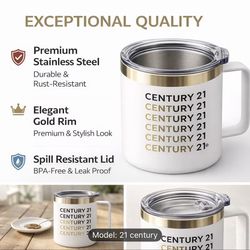 Stainless Steel Insulated Coffee Mug with Handle and Lid, Double Wall Vacuum Travel Mug, Spill Resistant Thermal Cup for Office, Camping, Outdoor