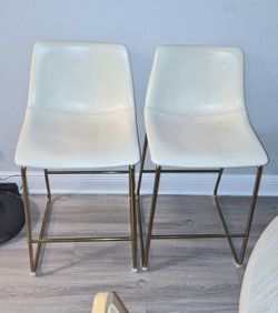 Set of 2 White Faux Leather Bar Stools $60