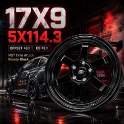 🔥 17X9 MST Time Attack Glossy Black Wheels 🔥