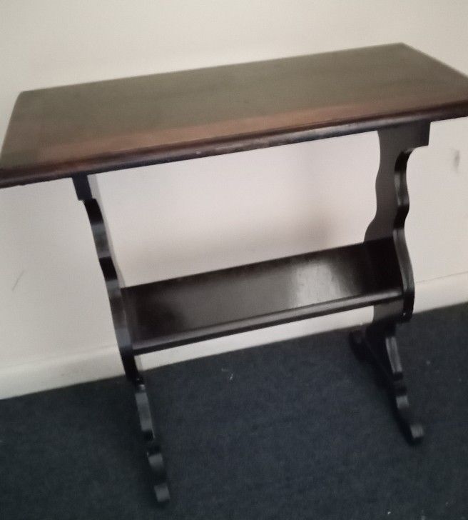 1970s Trestle Colonial Side Table Kitchen Dining Nook Dining Table in Walnut
25" W x 24" H x 15" D
