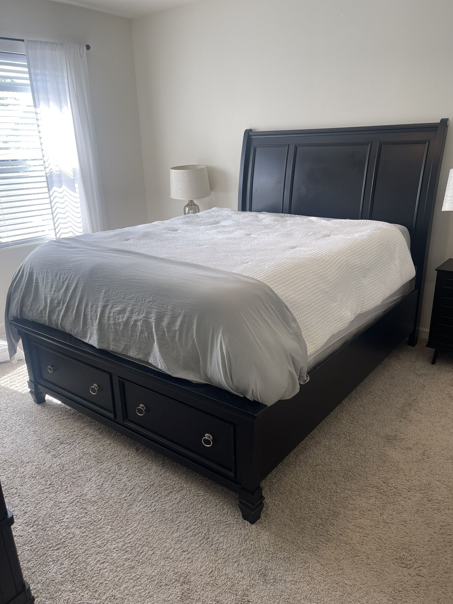 Moving must go!!! Queen Bed and Dresser, mattress & boxspring not included