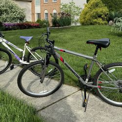 Two Mountain Bikes For Man And Unisex. Both Rides, But Need Tune Up.