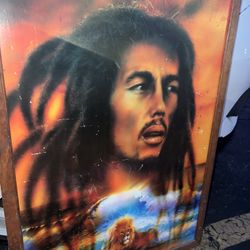 VINTAGE BOB MARLEY FRAMED PAINTING 