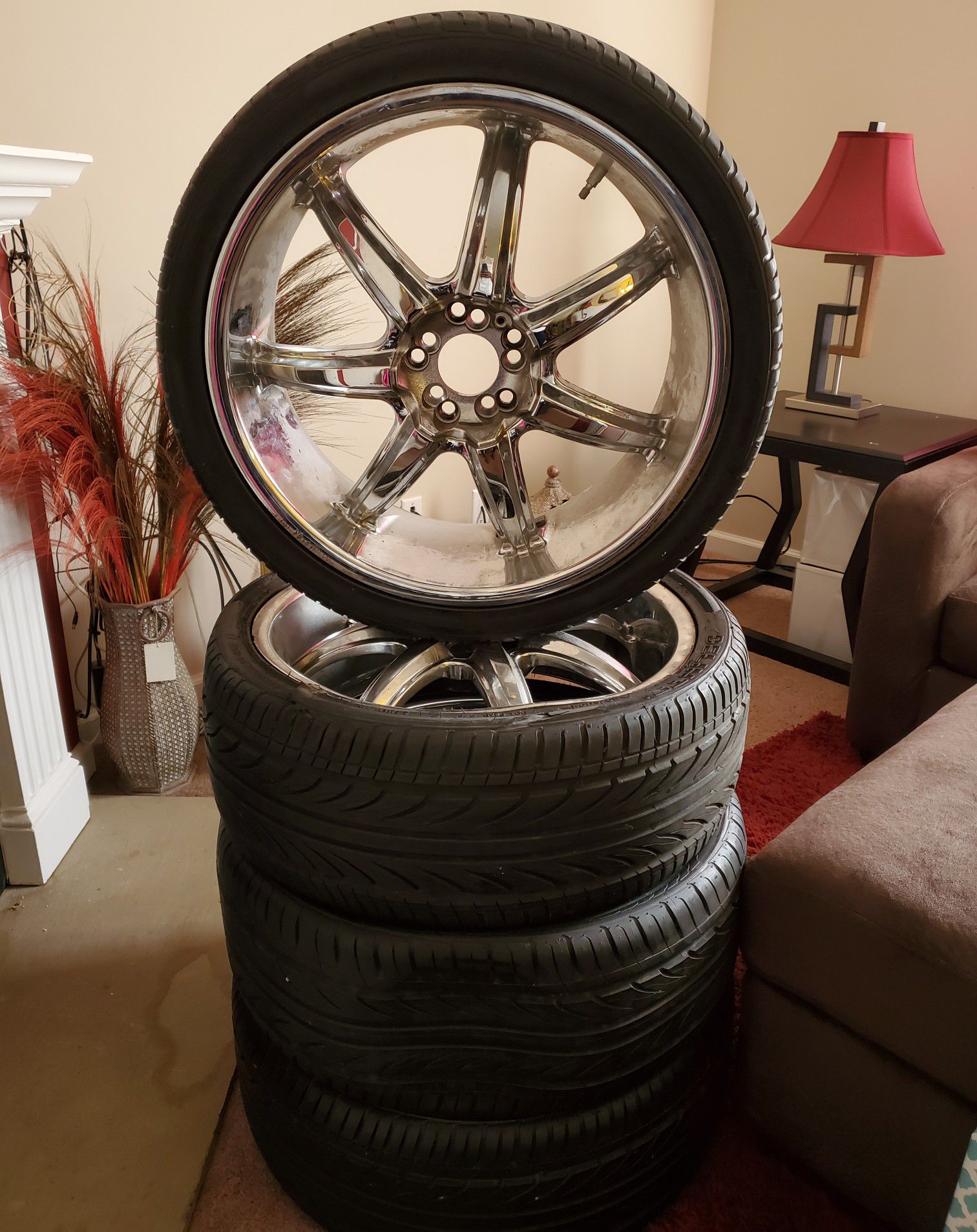 Set of 20 in rims and low profile tires