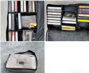 Vintage Cassette Tape Collection with Dual-Sided Carrying Case – 30+ Tapes