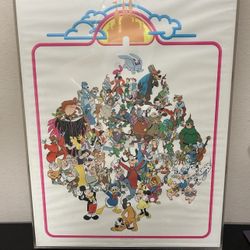 Vintage 1970s Disneyland Poster Print  Framed **Rare**