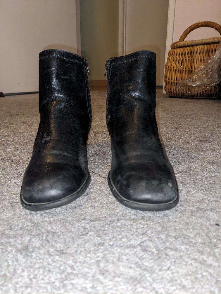 JJill Women's Black Leather Ankle Boots -Size 7 1/2 M