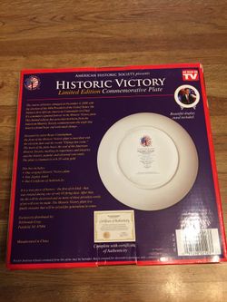 Historic Victory Obama Collectable Plate