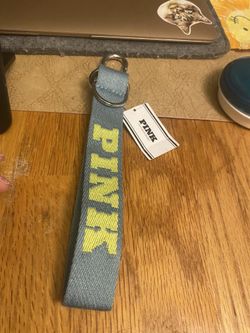 PINK Victoria's Secret Keychain Lanyard Blue Yellow