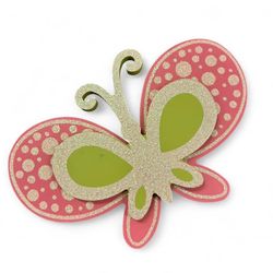 ✨3D WOODEN BUTTERFLY WALL ART PINK BUTTERFLY GREEN SPARKLY✨