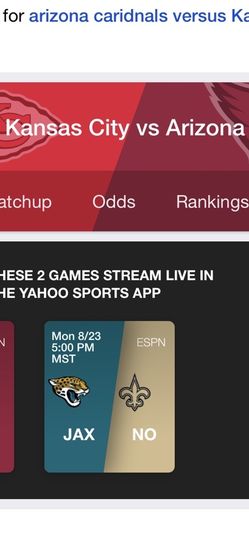 Arizona Cardinals vs Kansas City Friday. August 20!! Lower Levers With Parking 