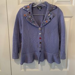 Elaris- Small-Lavender Womens Knit sweater-embellished collar- Cardigan