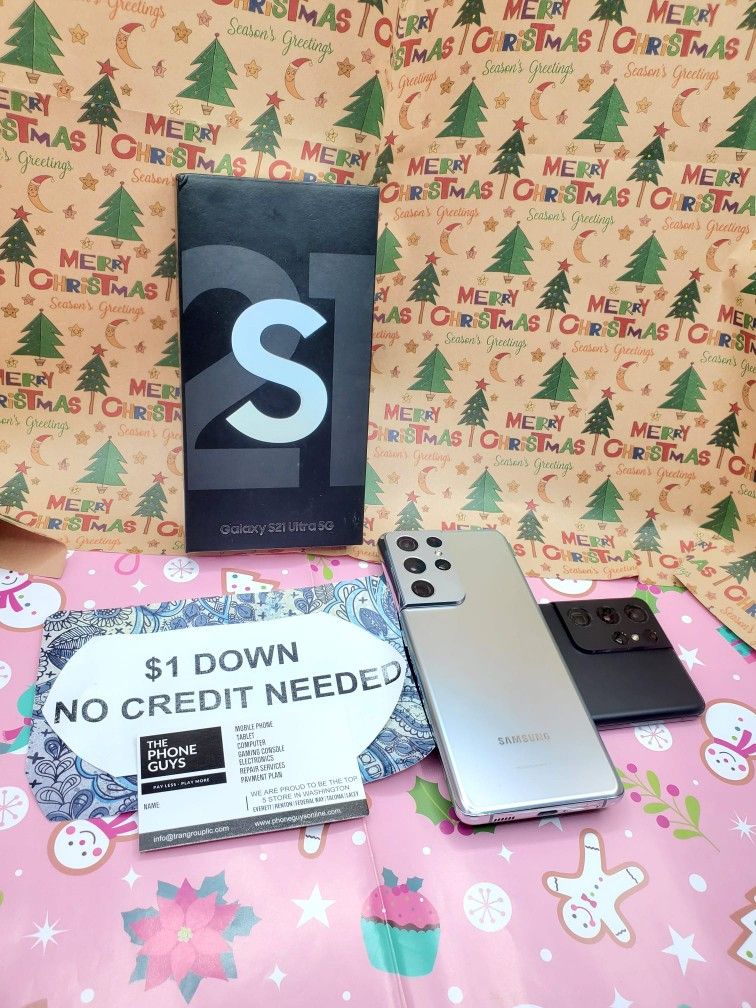 Unlocked Samsung Galaxy S21 Ultra 5G 90 DAY WARRANTY $1 DOWN NO CREDIT NEEDED