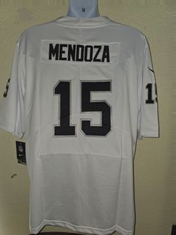 New Mens Raiders Mendoza #15 White Jerseys Stitched