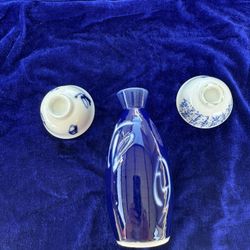 Collection Sake Set 3 Pc Porcelain Japanese Antique 