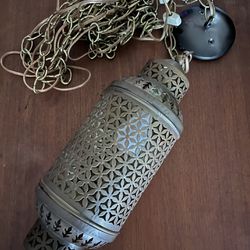 1960s  Moroccan Brass Filigree Hanging Lamp